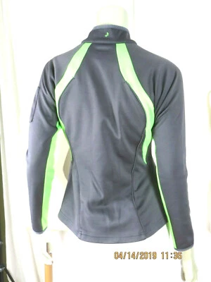 FILA TALLA S Chaqueta con Cremallera Carbón y Verde Neón Malla Cárdigan Top Blusa Camisa Foto 1 de 4