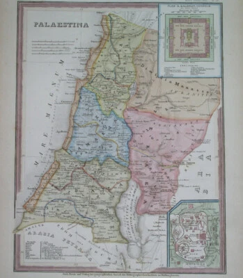 1838 rare ORIGINAL MAP PALESTINE ISRAEL HOLY LAND JORDAN LEBANON JERUSALEM JAFFA - Image 1 of 4