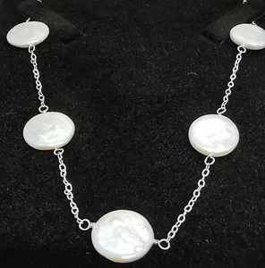 Beautiful Mother of Pearl Bead Spacer Necklace set in Silver - Picture 1 of 6