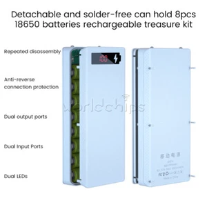 Power Bank Shell Kit Battery Charge Storage Box Micro Type-C for 8x18650 Battery - Afbeelding 1 van 24