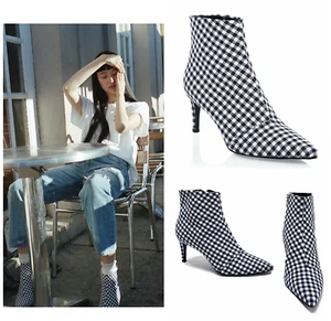 NIB Rag & Bone Beha Booties In Navy Gingham Size: 36 (US 6) - Picture 1 of 8