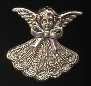 Muttertag oder Omas Geburtsstein Engel Brosche Silber Teller Andenken Mama - Bild 1 von 3