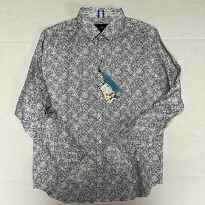 $195 New ROBERT GRAHAM Wyndham Men's Large L Tailored Fit Blue Button Front - Picture 1 of 7