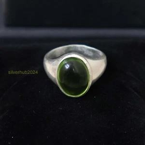 Peridot Men's Ring 925 Sterling Silver Statement Band Ring All Size SH64 - Picture 1 of 4