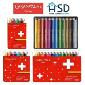 Caran d'Ache Swisscolor Water Resistant Artist Sketching Colour Pencil Metal Set - Picture 1 of 13