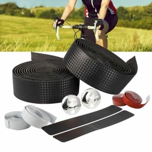 2Pcs Bike Handlebar Tape Non-slip Rubber Handle Bar Wrap for Road Bicycle Black - Picture 1 of 5