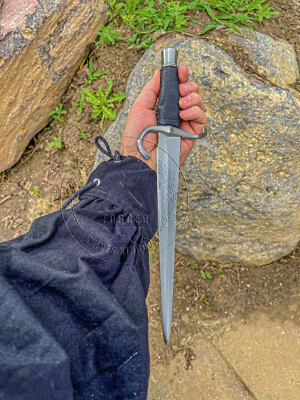 Raro!!! Daga de parada hecha a mano personalizada | Cuero negro | Endurecida Foto 1 de 4