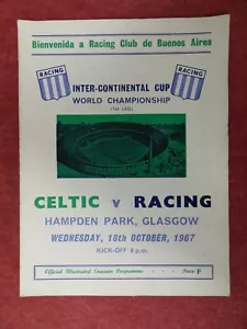 CELTIC v RACING CLUB | 1967/1968 | WORLD CLUB CHAMP. | 18 OCT 1967 | UK FREEPOST - Picture 1 of 3