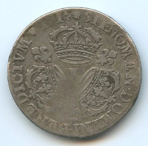 Louis XIV (1643-1715) 1/4 ECU Of 3 Crowns 1714 X Amiens - Picture 1 of 2