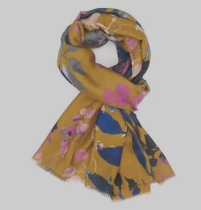 PURE FASHION LADIES POLYESTER SCARF WRAP AUTUMN LEAVES MUSTARD 190cm x 85cm NEW - Picture 1 of 3