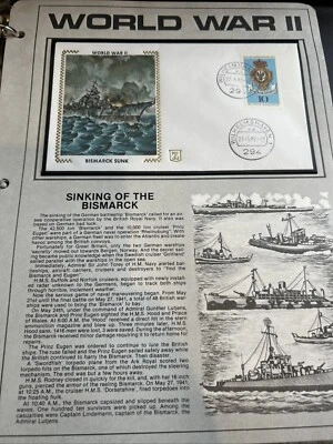 World War 2 Zaso Silk Cachet FDC Bismarck Sunk 1982 - Image 1 of 3
