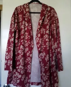 Open Front Silky Cardigan/Kimono Red Floral 1XL US size (3XL China size) - Picture 1 of 8