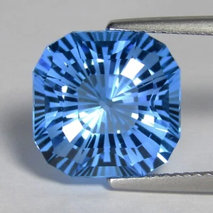8.66Cts Wide-Eyed Natural Swiss Blue Topaz Cushion Fancy Missing Cut Gemstone - Picture 1 of 5