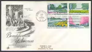 US. 1365-68. 6c. Beautification of American. 1368a. Block of 4. Art Craft FDC. - Picture 1 of 1