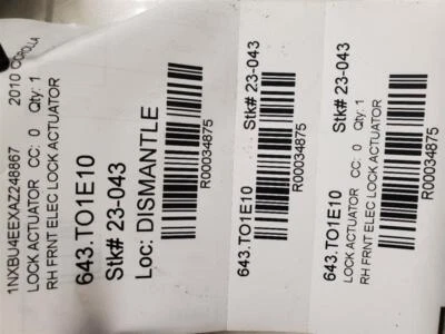 Actuador de bloqueo eléctrico delantero derecho Toyota Corolla, 2007-2018, 69310-0C020 Foto 1 de 4