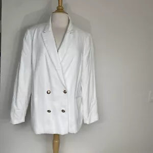 NWT New Banana Republic Women's White Textured Linen Mix Blazer Size 14 Classic - Picture 1 of 14
