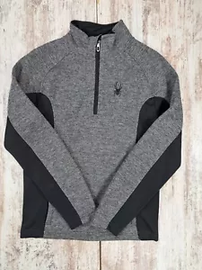 Spyder Quarter Zip Pullover Thermal Sweater Gray Black Men’s Size Small NEW - Picture 1 of 13