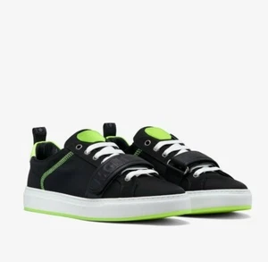 $475 MCM Women's Black Nylon Neon Green Low-Top Sneaker with Strap MES9AMM68BK - Picture 1 of 11