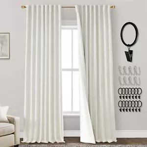 90 Inch Long Blackout Curtains for Living Room,2 Panel Set Pleated Linen Crea... - Imagen 1 de 6