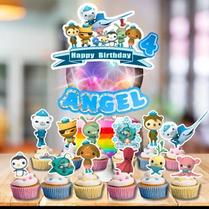 FREE CUSTUM OCTONAUTS CUPCAKE CAKE TOPPER BIRTHDAY SUPPLIES DECORATION - Picture 1 of 22