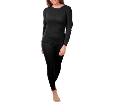 Women's Cotton Waffle Knit Thermal Underwear Stretch Shirt & Pants 2pc Set - Image 1 of 2