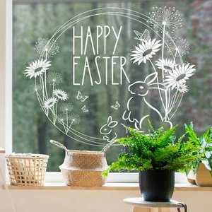 Dizzy Duck Easter Bunny Window Sticker - Happy Easter Quote Ring Cling Decal - Picture 1 of 4