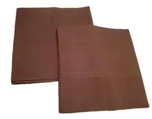Set Of 2 Chocolate Brown 100% Cotton Pillowcases.  20 X 39 King - Picture 1 of 5