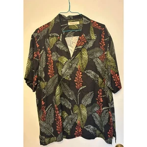 TOMMY BAHAMA Black Hawaiian Floral Shirt Tropical Caribbean Short Sleeve Mens XL - Picture 1 of 8