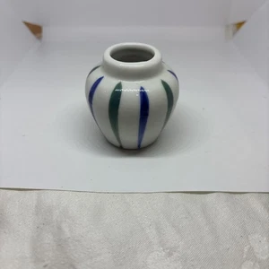 Mini Blue And Green Striped porcelain vase - Picture 1 of 6