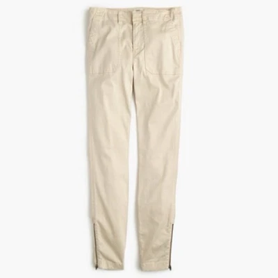 Pantalón J.CREW Talla 28 Ajustado Elástico Carga Bolsillo con Cremalleras Estilo Marfil F9469 Foto 1 de 4