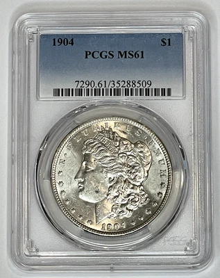 1904 Morgan Silver Dollar $1 PCGS MS61 ~ Beautiful Coin ~  Free Shipping - Image 1 of 2