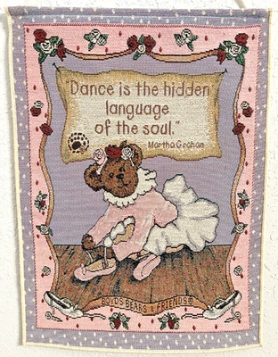 Vintage Boyds Bears Tapestry Wall Hanging Dance Ballerina Bear 18" x 13.5" - Image 1 of 4
