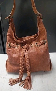Kooba Carla Women's Handbag Purse Brown Leather Drawstring Satchel Shoulder - Picture 1 of 15