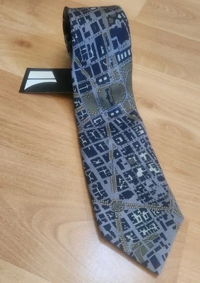 Corbata Civitas Washington DC Mapa de Paisaje Azul Gris NUEVA CON ETIQUETAS. DE COLECCIÓN 1998 Foto 1 de 4