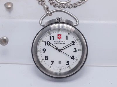 复古 - Victorinox Swiss Army 男式 48 毫米石英珐琅表盘怀表带链条 — 第 1/4 张图片