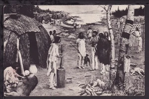 AMERICAN ALGONQUIN RED INDIANs CULTURE LIFESTYLE CUSTOMS TRADITIONS OLD POSTCARD - Bild 1 von 2