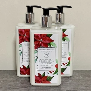 Russell & Windsor London Hand Lotion Cranberry & Poinsettia 500ml 3 Pack Bundle - Picture 1 of 7