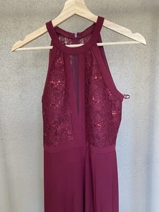 Night Way Merlot Sequined Gown Dress Size 4  - Picture 1 of 12