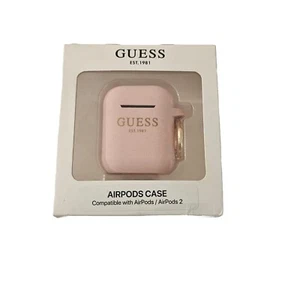 GUESS Apple AirPods y Airpods 2 Estuche Cubierta Anillo Rosa Silicona con Brillos NUEVO - Imagen 1 de 2