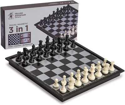 3 Juego De Damas Y Backgammon De Ajedrez Magnetico De Viaje En 1 Foto 1 de 4