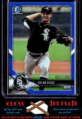 1-2018 Bowman Chrome Prospects Blue Ref Dylan Cease White Sox 069/150 #BCP175 - Image 1 of 2