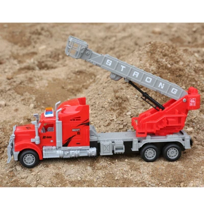Red Remote Control Kids Vehicle Toys Truck Trailer Big Rig Fire Truck With Light - Image 1 of 4