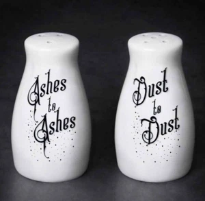 Ashes to Dust Salt & Pepper Set, Death Pagan Spell Gothic Gift, Alchemy England - Picture 1 of 3