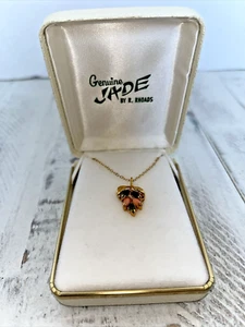 Vintage R. Rhoads Jade Necklace  18 inch Chain Original Box - Picture 1 of 10