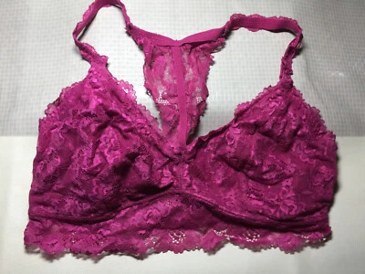 XL Gilligan & Omalley Nursing Racerback Bralette Fuchsia Lace Wirefree Bra - Image 1 of 4