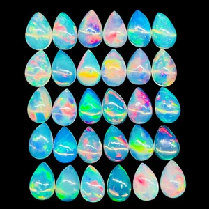 Lotto 30 pezzi opale etiope naturale 6x4 mm pera non trattata pietre preziose cabochon sfuse - Foto 1 di 10