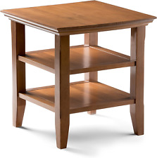 Acadian SOLID WOOD 19 Inch Wide Square Rustic Contemporary End Side Table in Lig