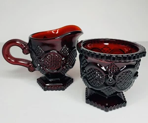 Vintage Avon Cape Cod Rubinrot Sahne und Zucker Set - Bild 1 von 6