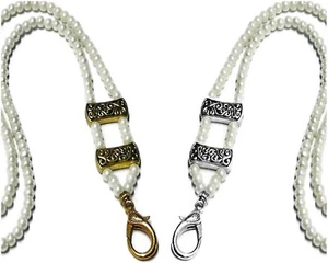 Collar cordón, soporte de insignia de identificación de seguridad, llaves, perlas blancas - Imagen 1 de 4