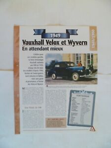CARTE FICHE AUTO  VAUXHALL VELOX ET WYVERN  1949  (189 - 190)